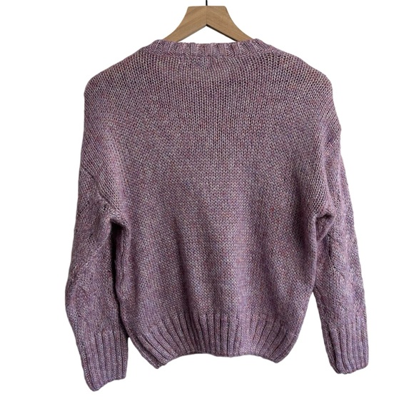 Molly Bracken Purple Metallic Shimmer Cable Knit Crewneck Sweater Size S/M - Picture 6 of 6
